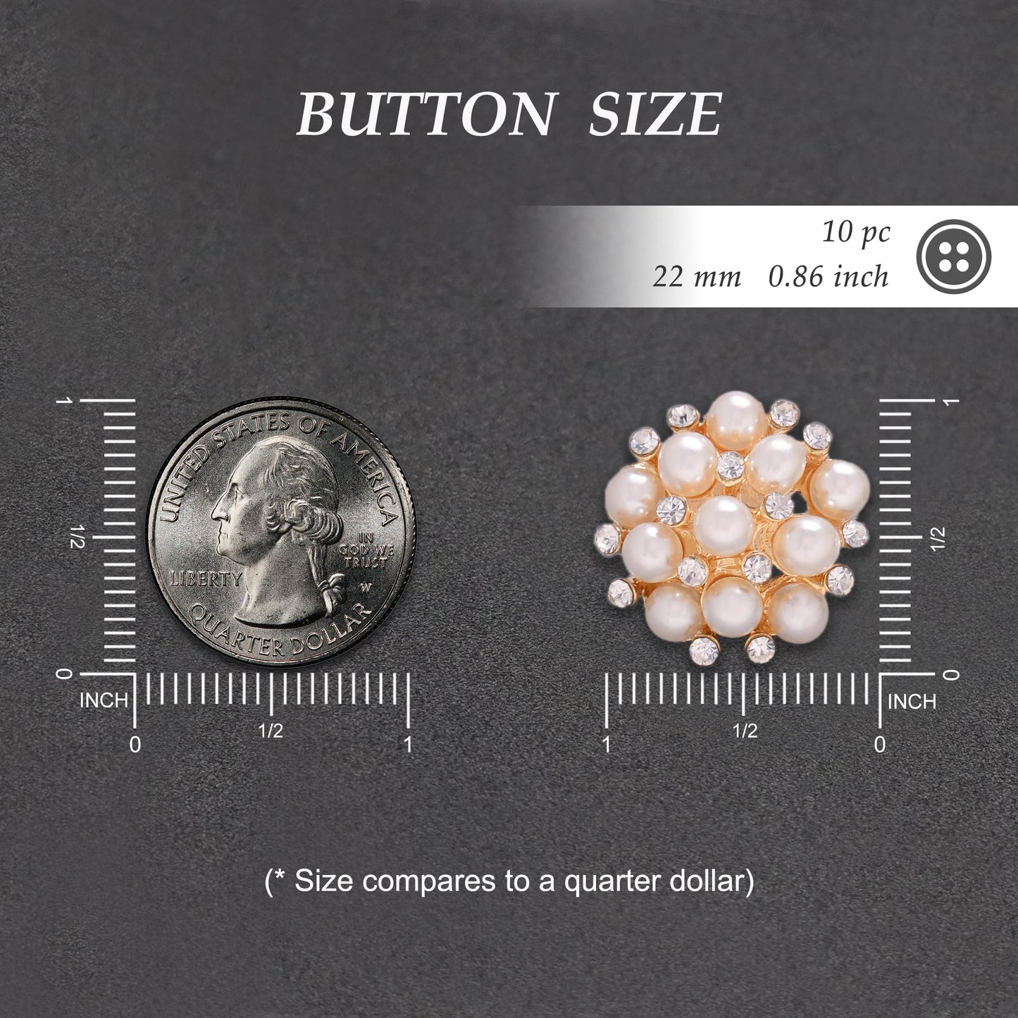 Jerler 10 Pcs Pearl Rhinestone Buttons Crystal Embellishments Sew on Clothing Buttons