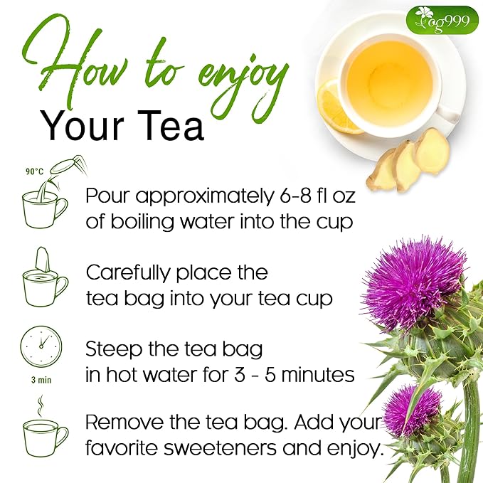 TOG999, Premium Stomach & Liver Herbal Tea – 60 Tea Bags – Milk Thistle Seed, Ginger, Fennel, Peppermint & Licorice – Caffeine-Free – Soothing & Refreshing Herbal Blend for Daily Enjoyment