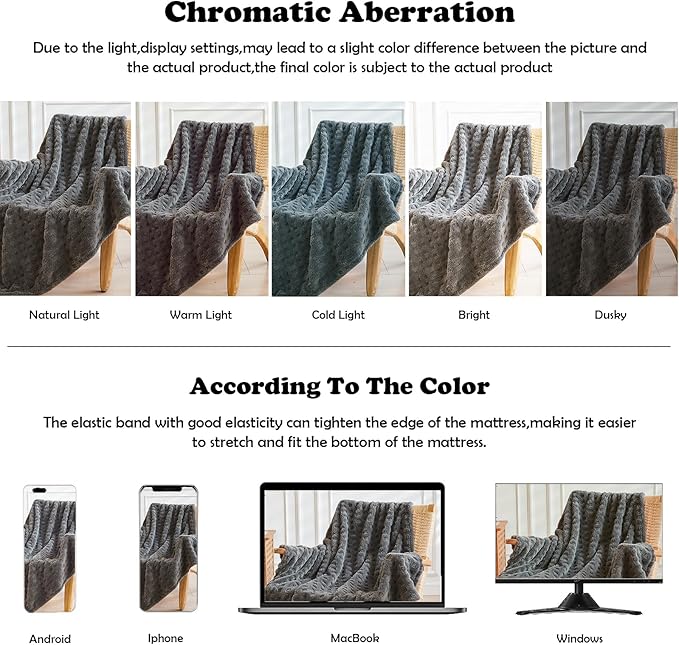NEWCOSPLAY Super Soft Queen Blanket Grey Premium Silky Flannel Fleece 3D Waffle Checkered Lightweight Bed Blanket All Season Use (Dark Grey, Queen(90"x90"))