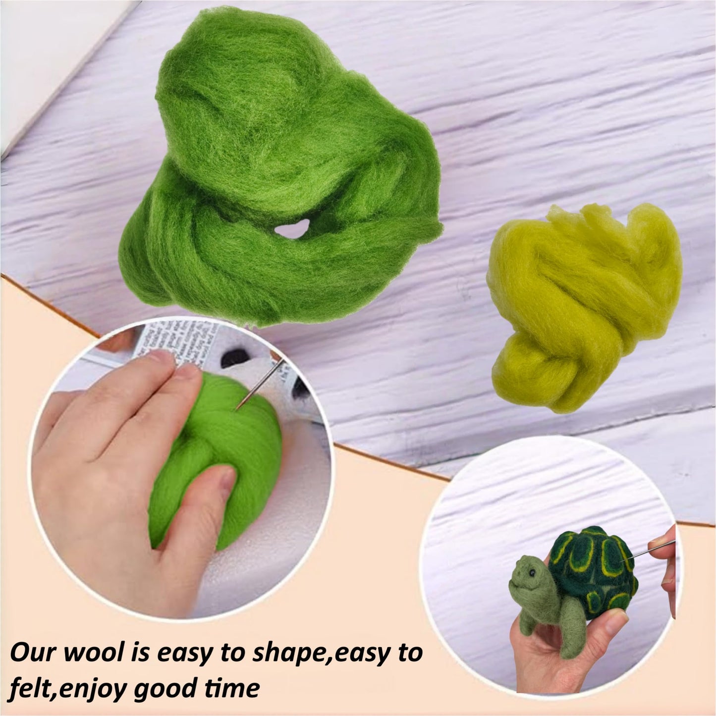 VEHICAR Tortoise Needle Felting Wool Kit, Starter Set to Make, DIY Needlework Craft Supplies for Beginners, Unfinished Wool Felt Craft Kit, Creative Crafting Turtle Doll