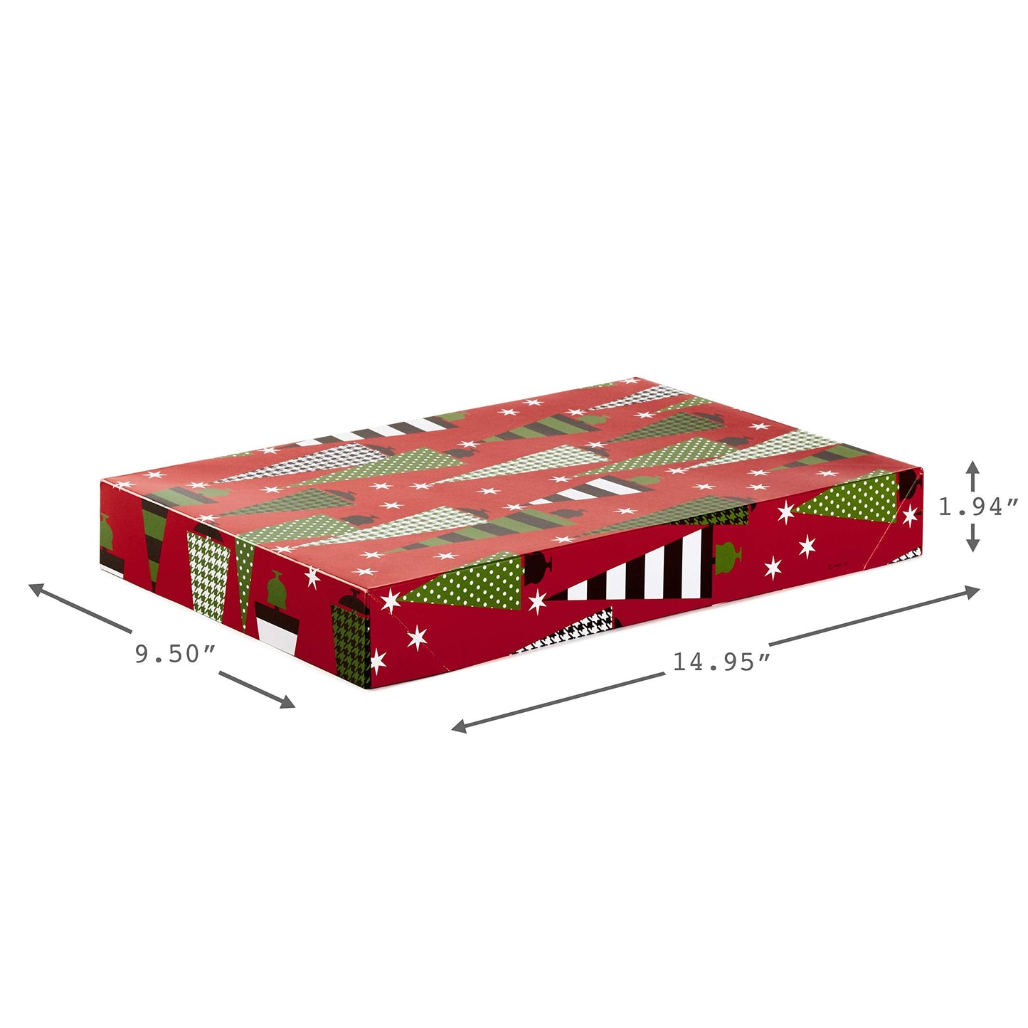 Hallmark Medium Christmas Gift Boxes with Lids (12 Shirt Boxes, 4 Designs: Trees, Stripes, Snowmen, Holly) for Christmas, Holiday Parties, Hostess Gifts