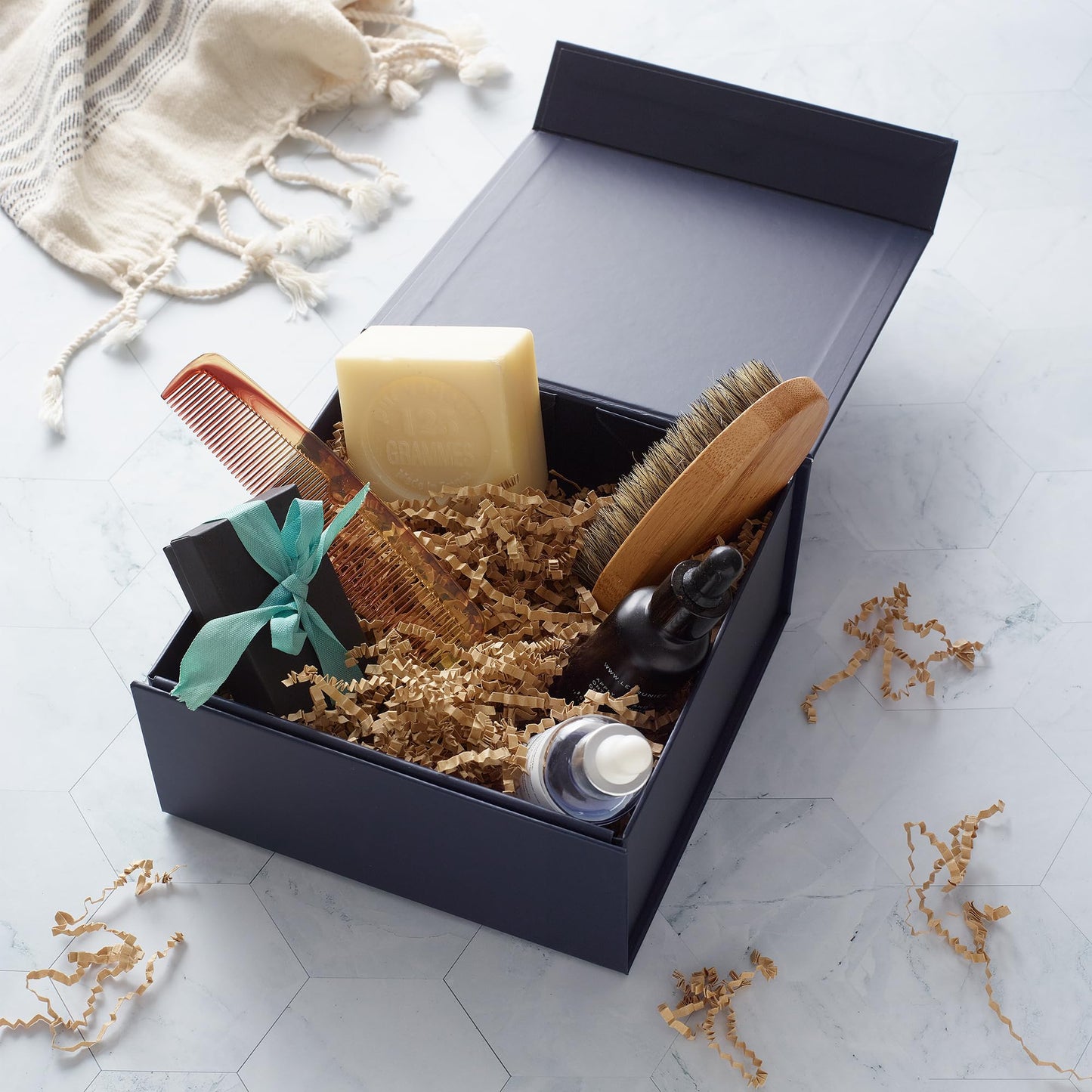 CECOBOX - Gift Boxes with Lids for Presents 6"x6"x2.75" - Matte, Collapsible Magnetic Closure Gift Box - Groomsmen & Bridesmaid Proposal Boxes, Wedding, PR, Birthdays, Holidays (Navy)