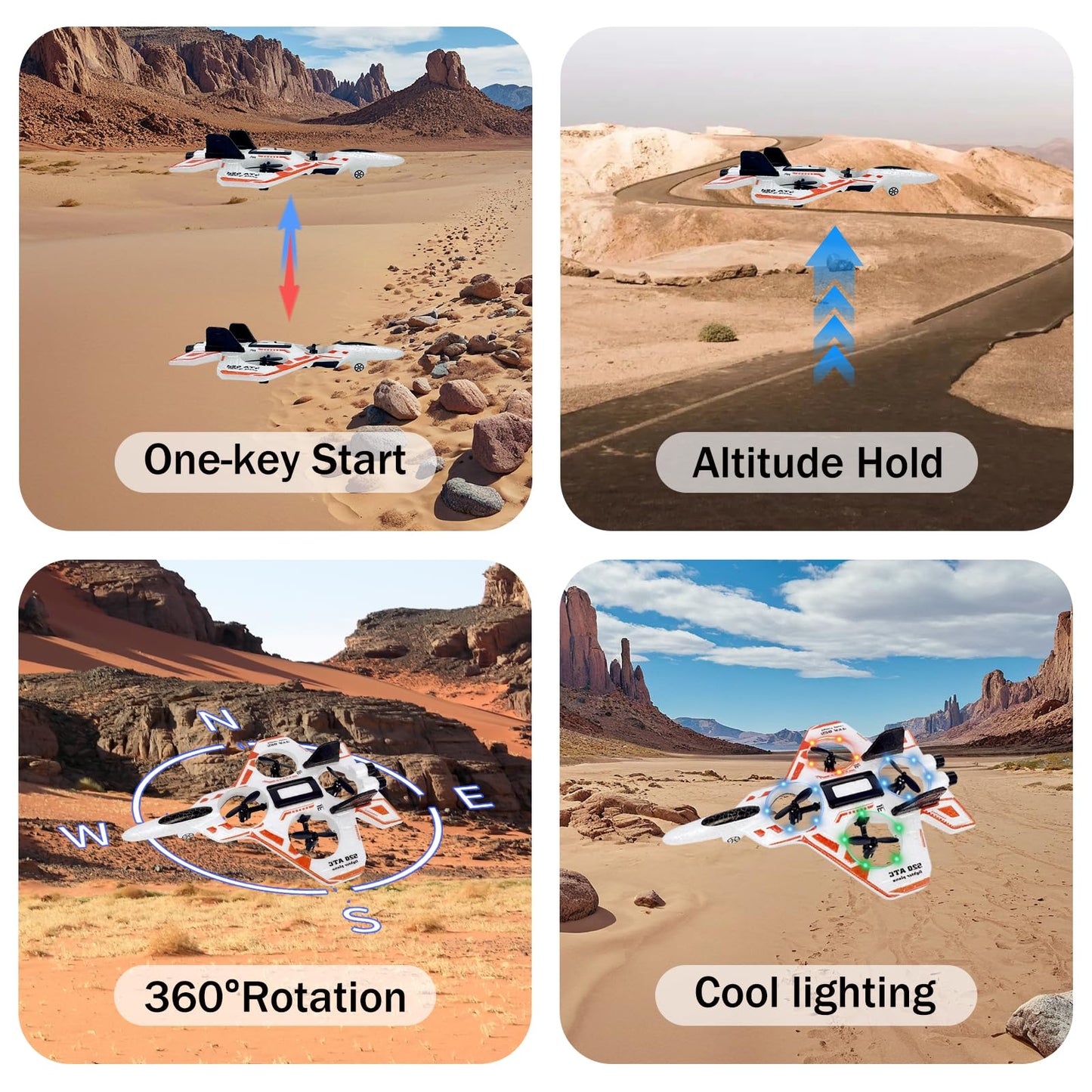 Remote Control Drone for Kids,2.4Ghz Foam RC Airplanes Helicopter Quadcopter with Auto Hovering,360° Flip,Gravity Sensing,Stunt Roll,Cool Light,2 Battery,Gifts for 8+ Kids Boys