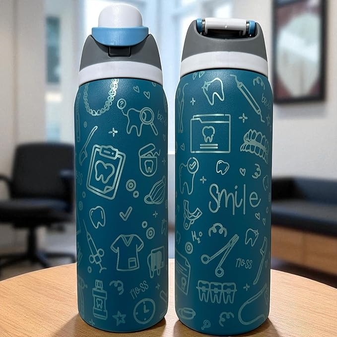 Dental hyginiest tumbler 40oz tumbler Tooth tumbler Dental water bottle Gift for dentist Gift for dental hyginiest Office gift (Teal(71) Dental 3.0(M2))