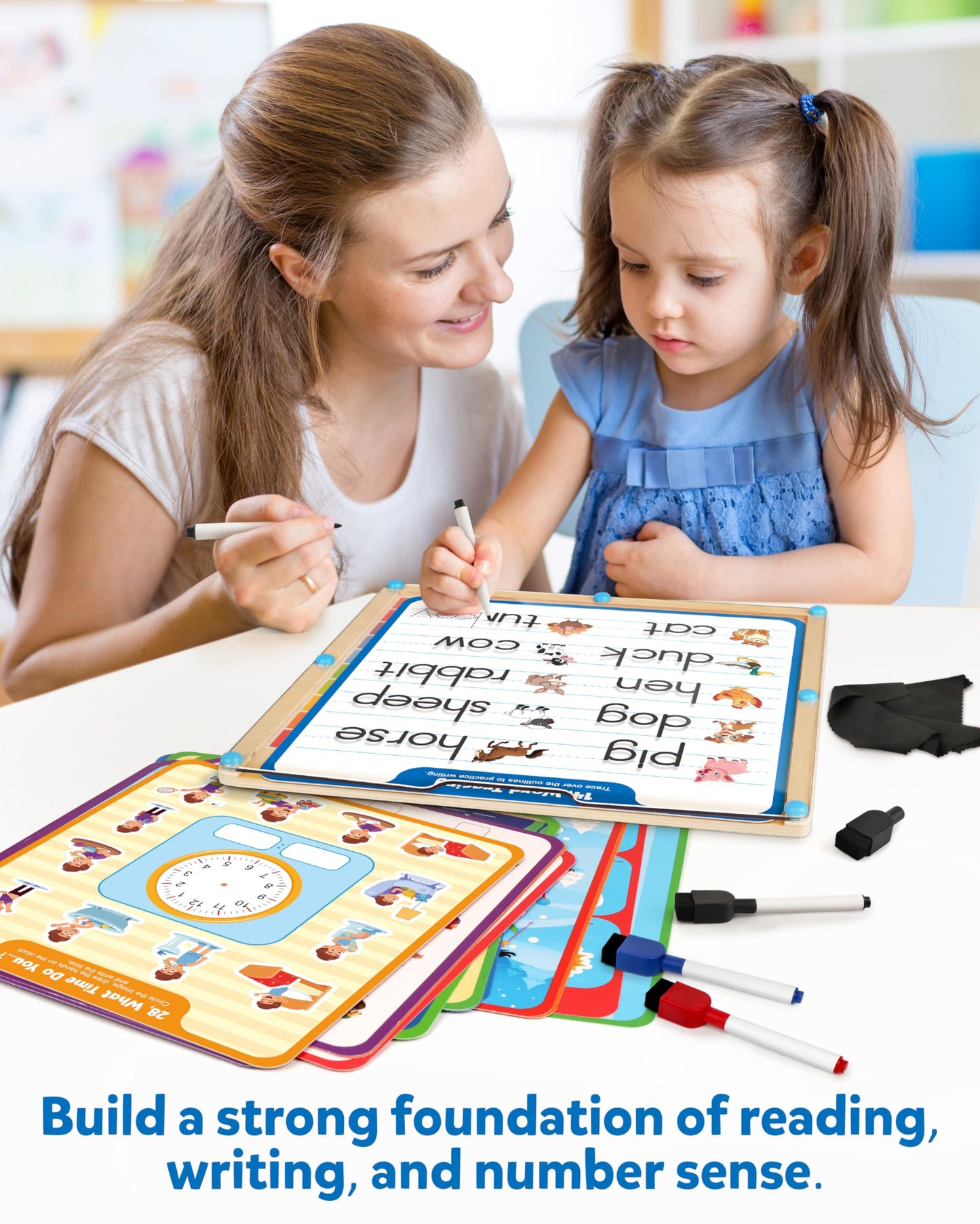 Coogam Handwriting Hundred Board, Math Manipulative Wooden Montessori 1-100 Number Toys, Alphabet Writing Practice for Preschool Educational Activity, Fine Motor Learning Game for Kids Age 3-8
