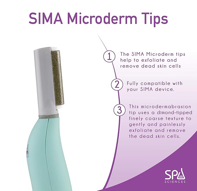 Spa Sciences SIMA Microderm Tips - 1 Coarse and 1 Fine Tip - Compatible with SIMA Sonic Dermaplaning Tool - For All Skin Types