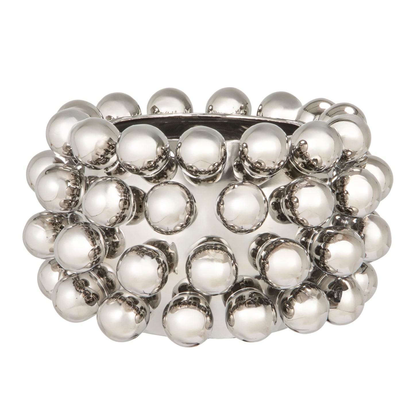 Bloomingville Stoneware Planter with Balls, Chrome Finish