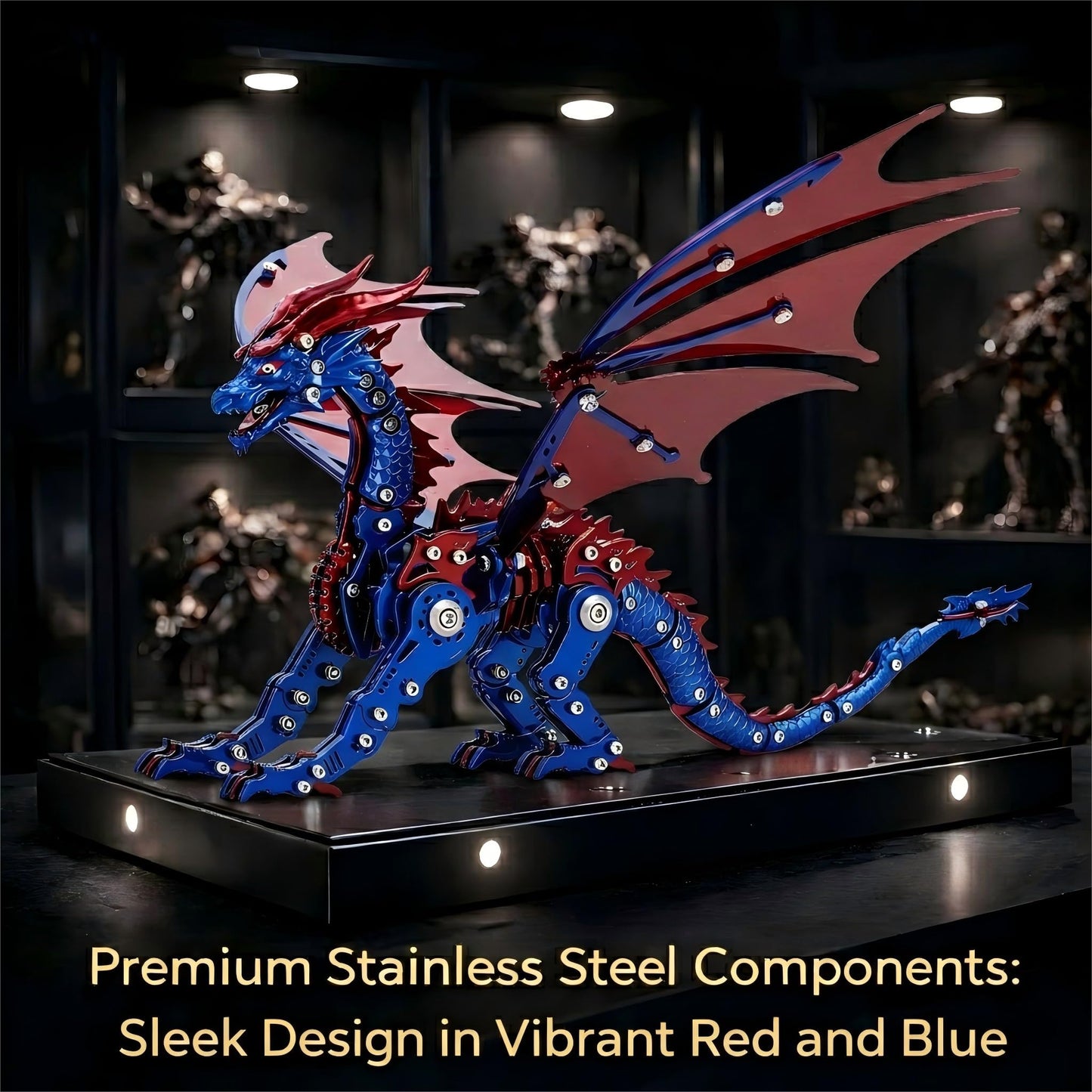 3D Metal Dragon Model Kit for Adults, Mechanical Pterosaur Puzzle, DIY Assembly Steel Model, Challenging Building Kit, Unique Gift for Men Desk Decor