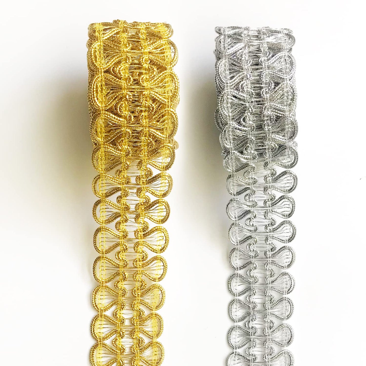 levylisa 10.9 Yards Metallic Braid Lace Trim Lace Ribbon Decorated Gimp Trim for Sewing and Crafting (Gold)