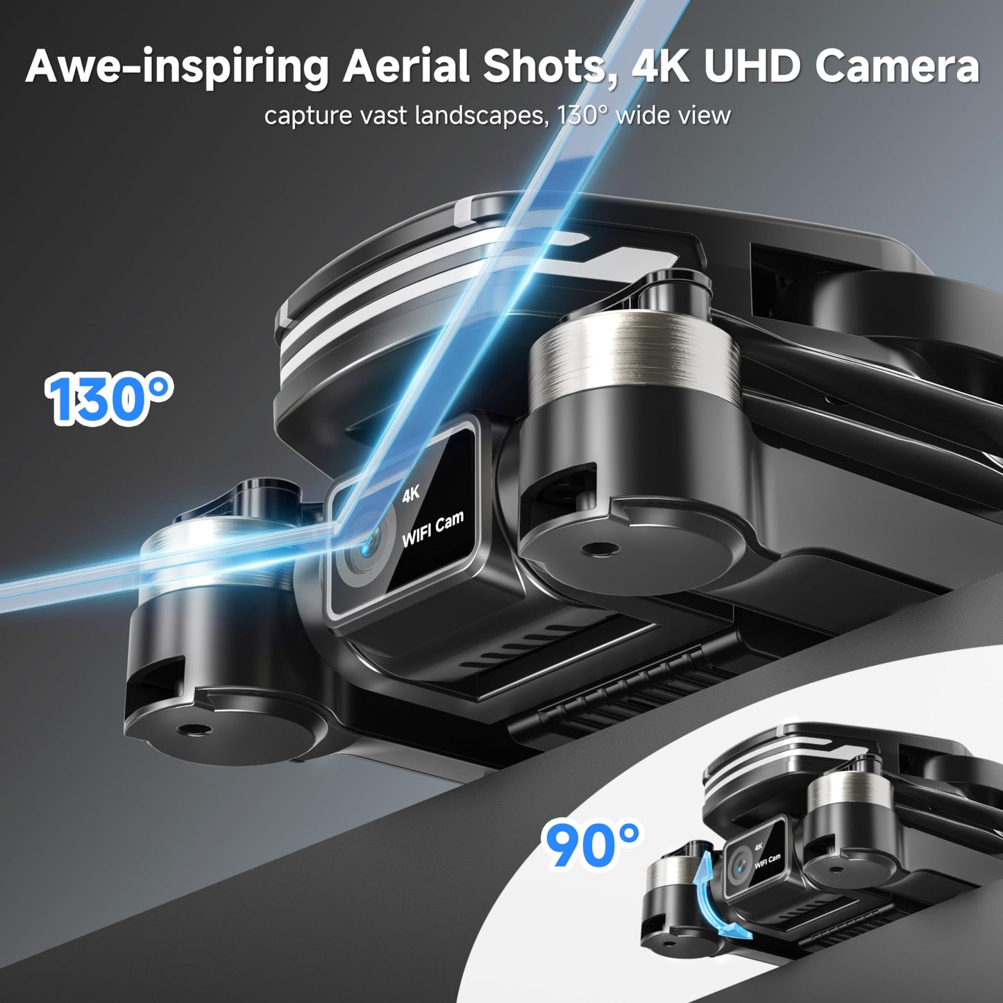 Drones with Camera for Adults 4K Brushless Motor Drone for Kids Beginners, FPV Foldable RC Quadcopter with Propeller Guards, 2 Batteries, 1500mAh, 130° Lens, WiFi, Voice Control, Gesture Photography, Gift Toys for Men Boys