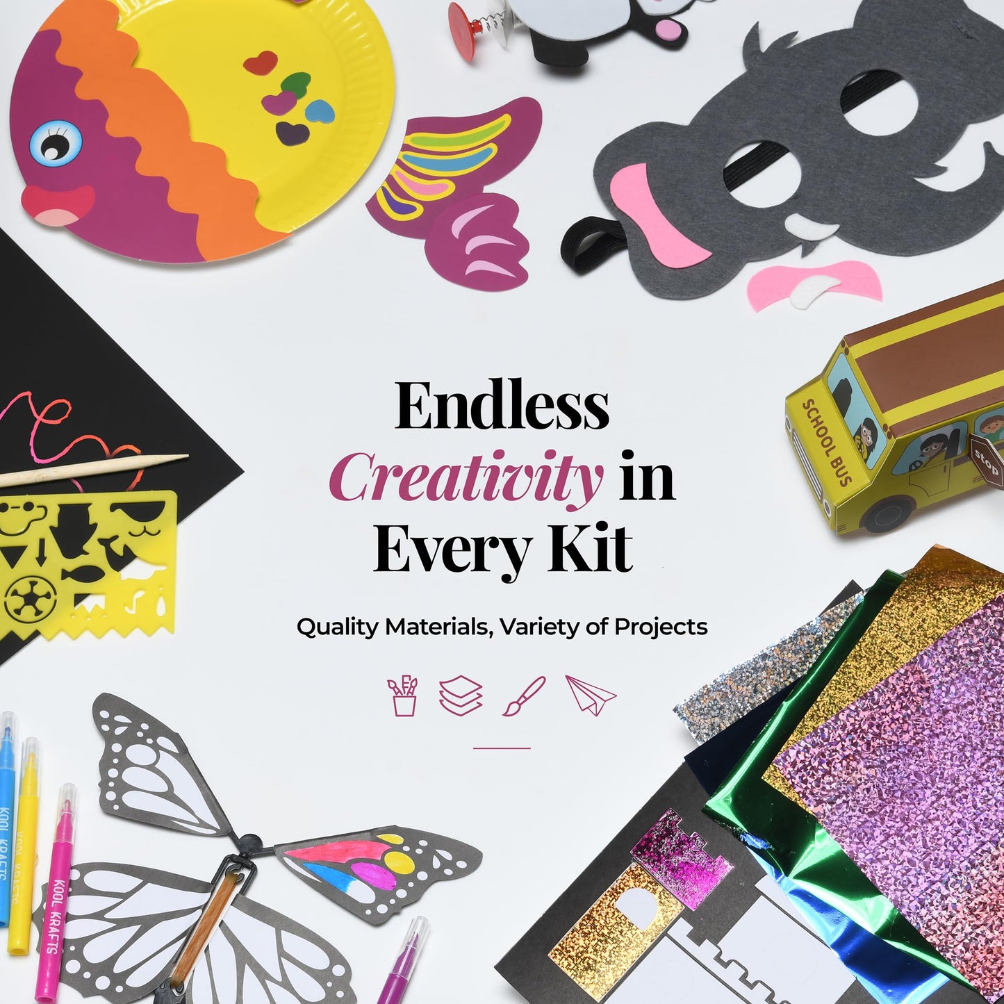 20 Arts & Crafts Kit for Kids, All-Inclusive, No Mess Craft Kits & Supplies for Boys & Girls – DIY Creative Activity, Easy Step-by-Step Guide, Individually Packaged Crafts, Christmas Gift, Travel Gift