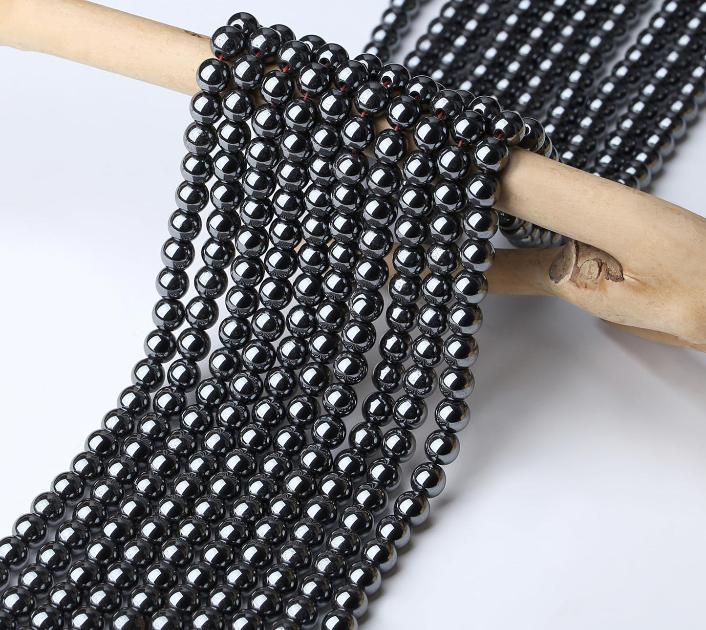 NUKAYAI Natural Black Hematite Beads 100Pcs 8mm Crystal Beads Round Stone Loose DIY Smooth Bead for Bracelet Necklace Earrings Making