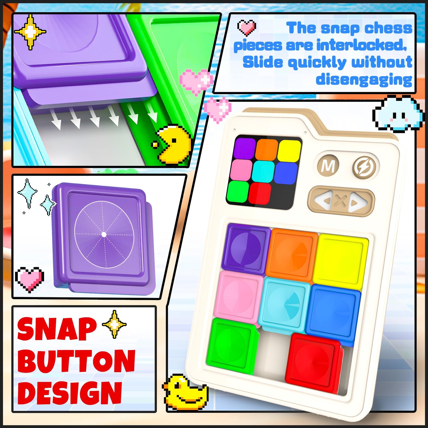 SMILESSKIDDO Super Slide Puzzle Games, Original 1000+ Challenges & 3 Modes, Brain Teaser Puzzle, Super Electronic Sliding Puzzles Toy Gifts for Kids & Adults, Fun Unblocking Logic Game