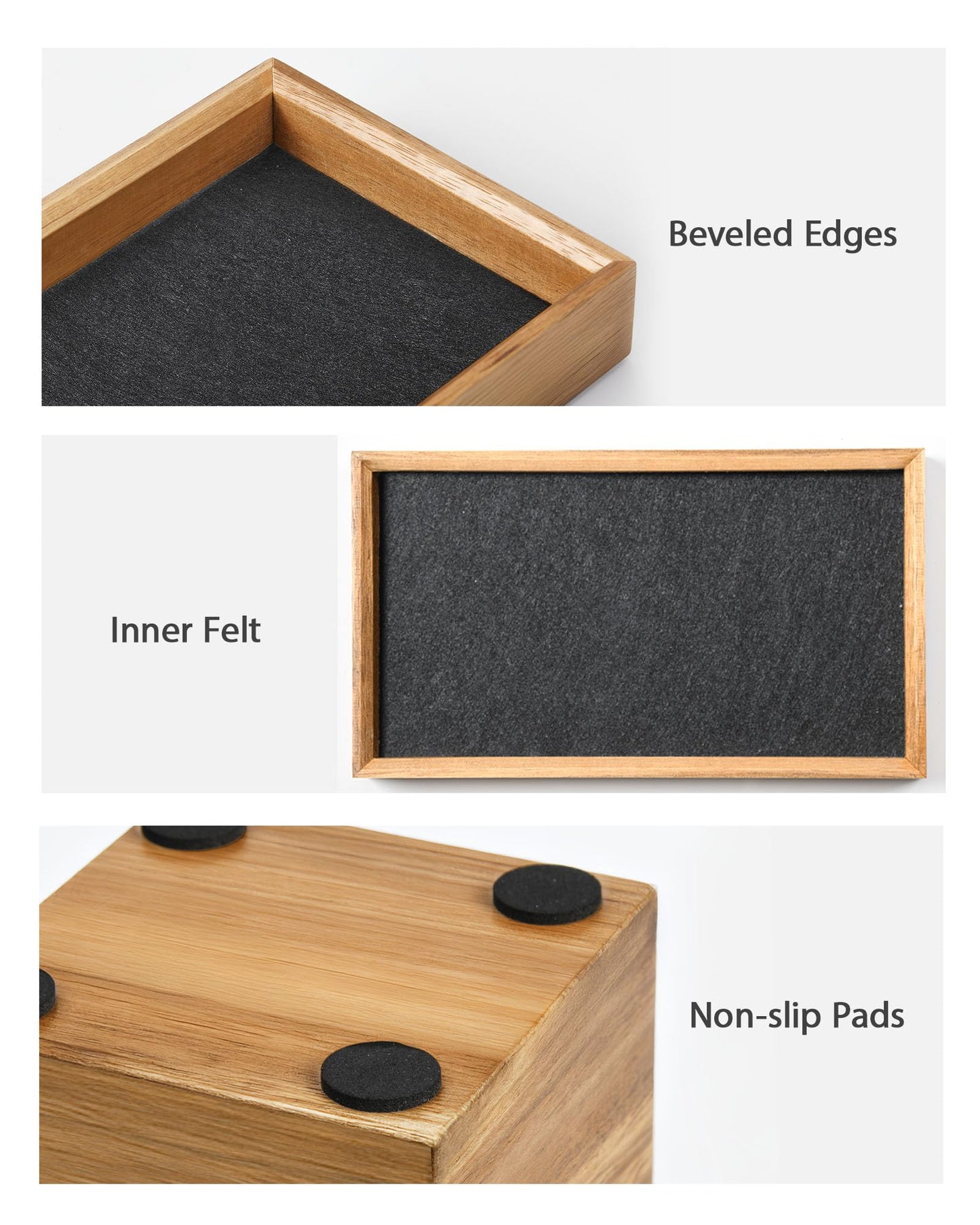 HULISEN Wooden Desk Organizer Tray with Pen Holder, Non-Slip Desk Tray and Pencil Holder Set with Felt Lined, Desktop Accessories for Home Office Workspace Organization