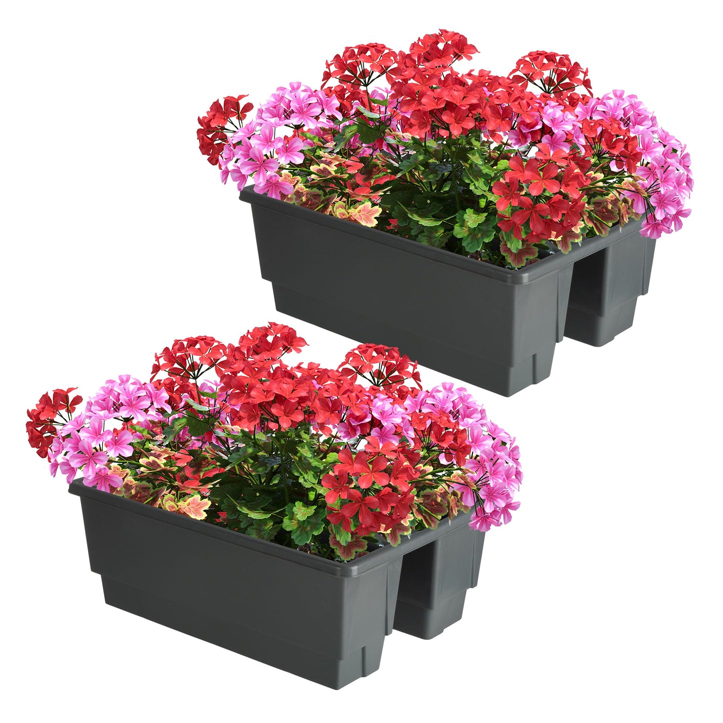 Pure Garden Railing Planter - 20.75-Inch Flower Box with Drainage Insert - 6-Gallon Outdoor Planter Box - Deck, Porch, or Balcony Planter (Gray)