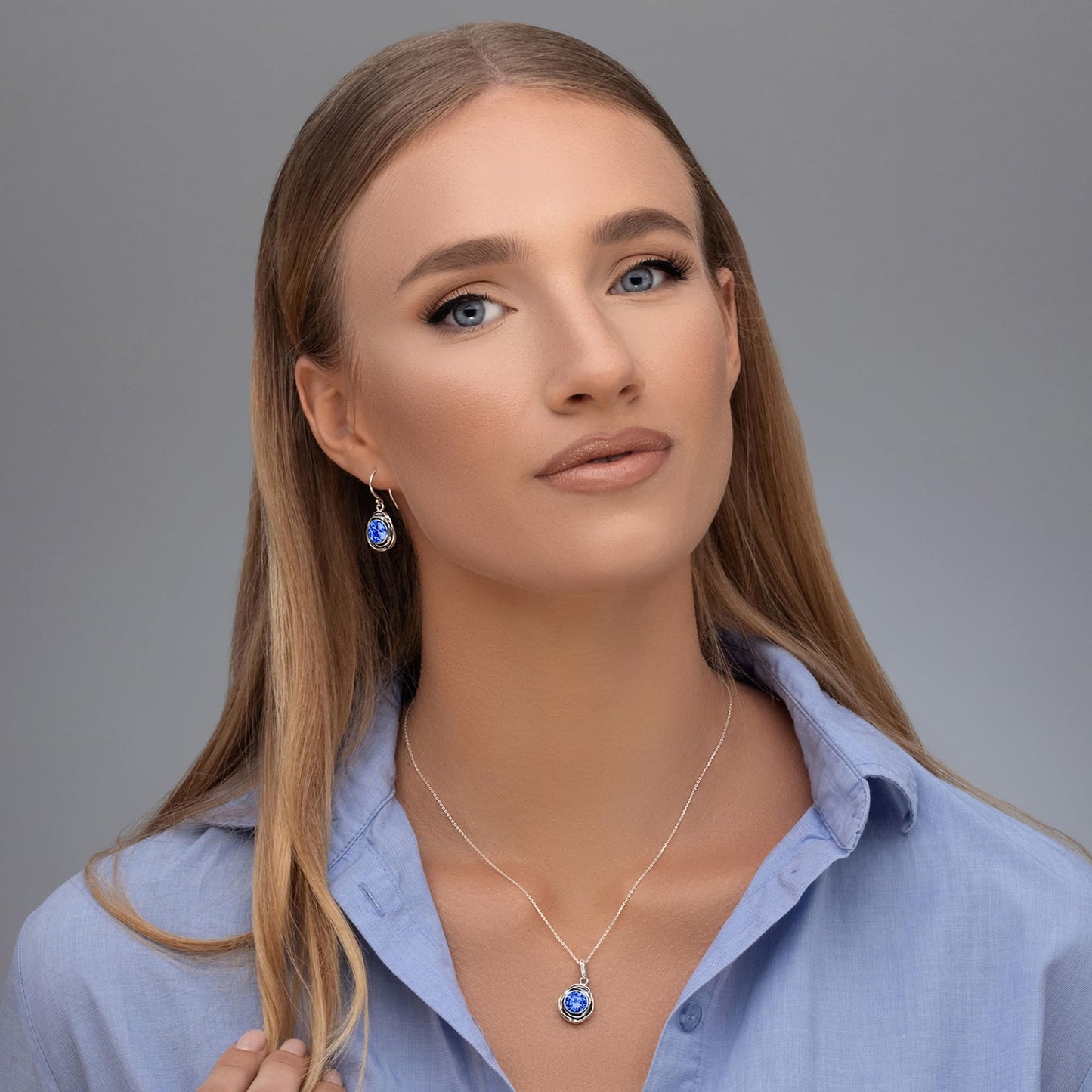 JEAN RACHEL JEWELRY 925 Sterling Silver Tanzanite CZ Drop Earrings