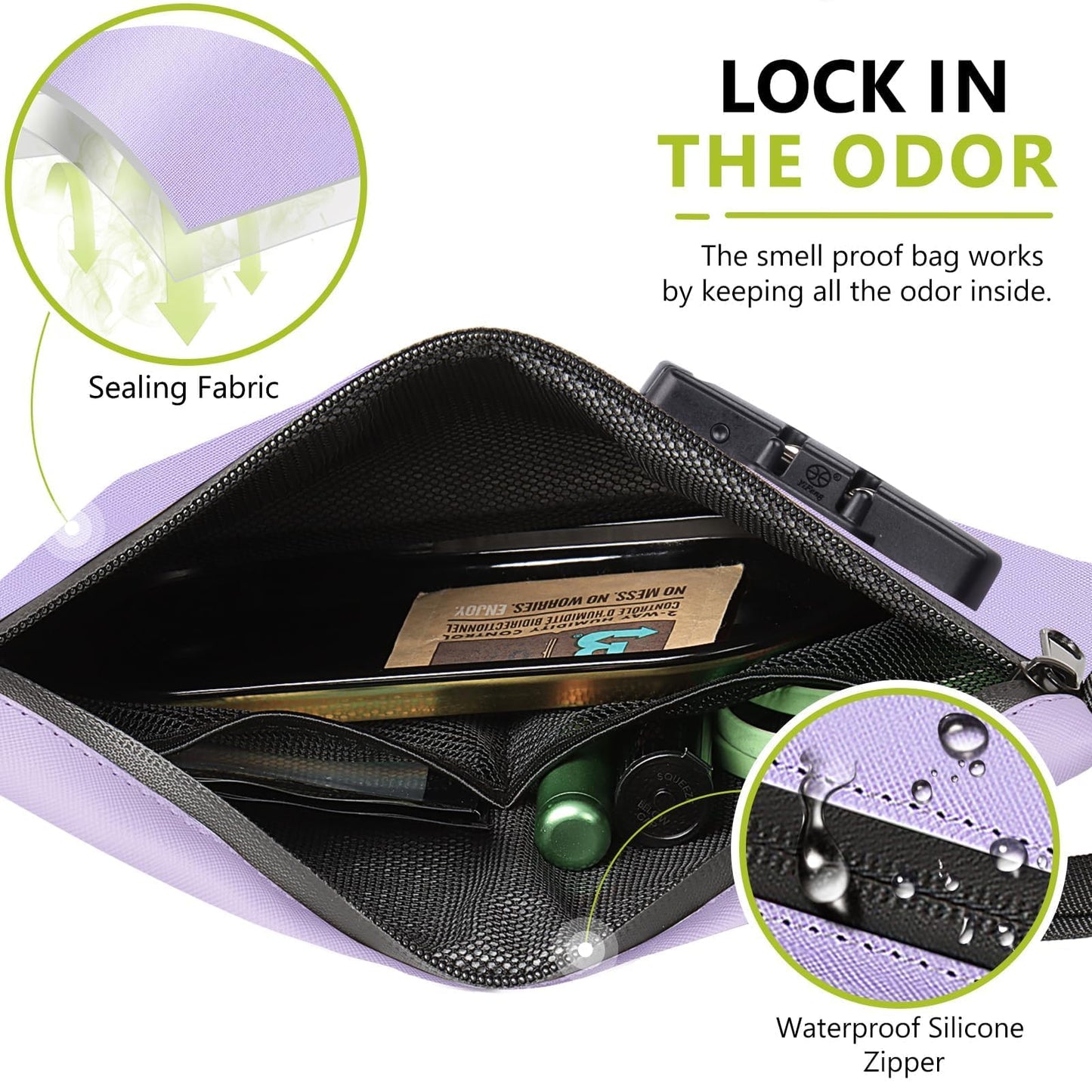 OZCHIN Smell Proof Bag with Combination Lock 10 X 7 inchs Locking Bag PU Leather Waterproof Lockable Case Great Gift Ideal