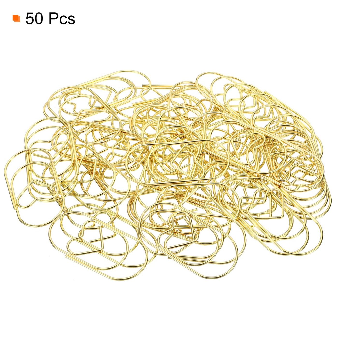 MECCANIXITY Paper Clip Heart-Shaped Cute Decorative Fun Clips Bookmarks 2 Inch Gold Tone for Organize Office Home, Pack of 50