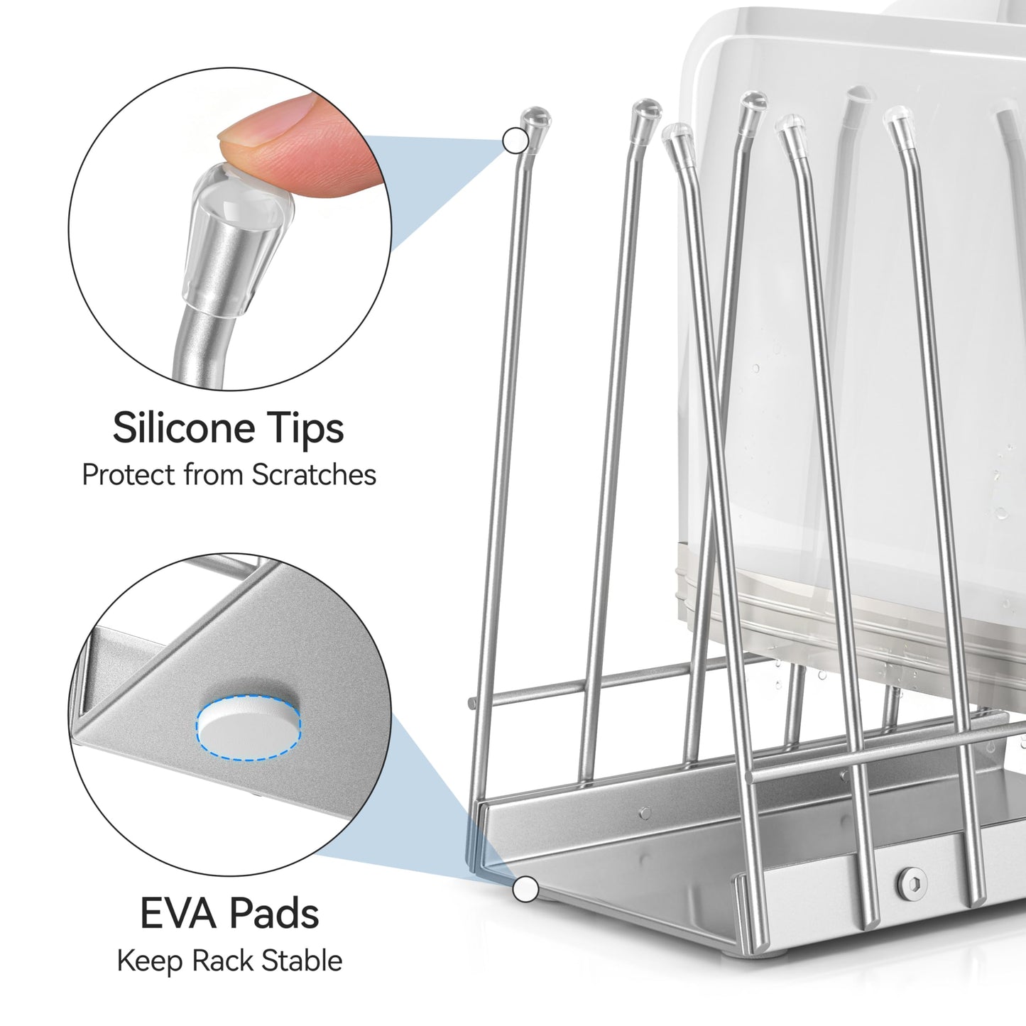 Josmimic Reusable Bags Drying Rack, Plastic Bags Dryer for Ziplock Lerine Silicone Gallon, Snack, Sandwich Storage Bags, Silver