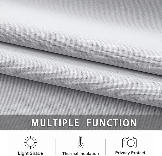 Pickluc Greyish White Cafe Curtain (Half Window Curtain) 24 Inches Length, Rod Pocket Small Kitchen Curtain, Short Blackout Curtain for Small Window, 30" Wide and 24" Long, 2 Panels