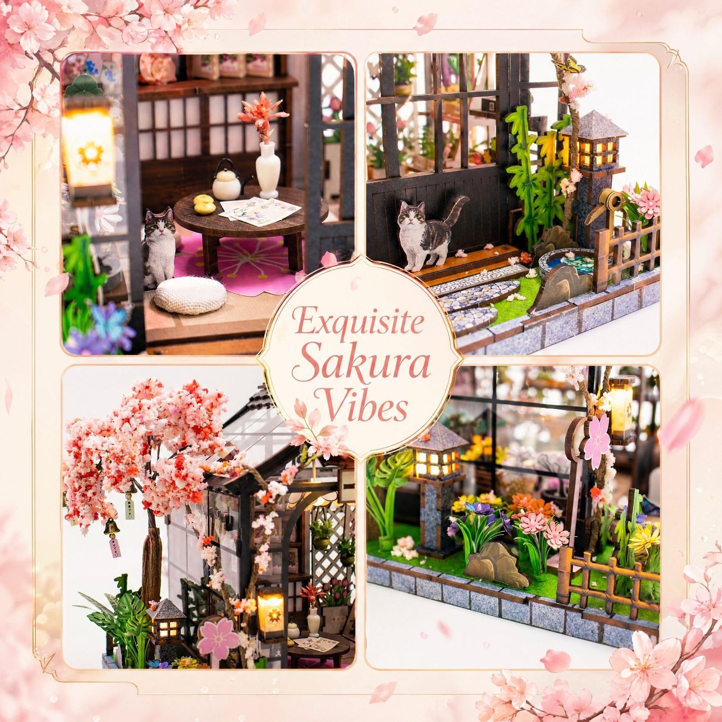 Soothee DIY Miniature House Kit, DIY Book Nook with LED Light | 3D Puzzles for Adults and Teens, Building Kits for Bookshelf Decor, Creative Gift for Craft Lovers | Sakura Greenhouse