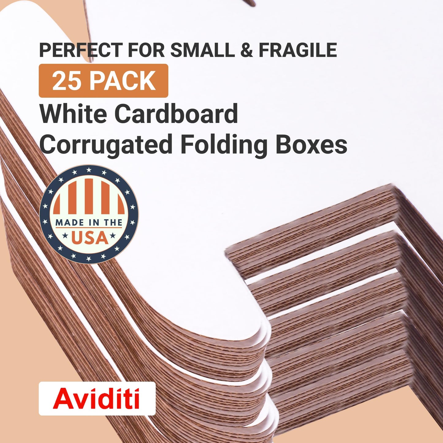 AVIDITI White Shipping Boxes 12"L x 9"W x 4"H (25 Pack) Small Medium Mailing Box for Small Business Packaging, Mailers, Gifts & Storage