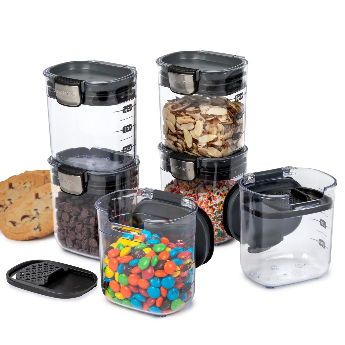 Progressive PKS-401 1.5 Cup Mini Prokeeper+ Airtight Silicone Seal Storage Container Great For Spices & Baking Acessories (6- Piece)