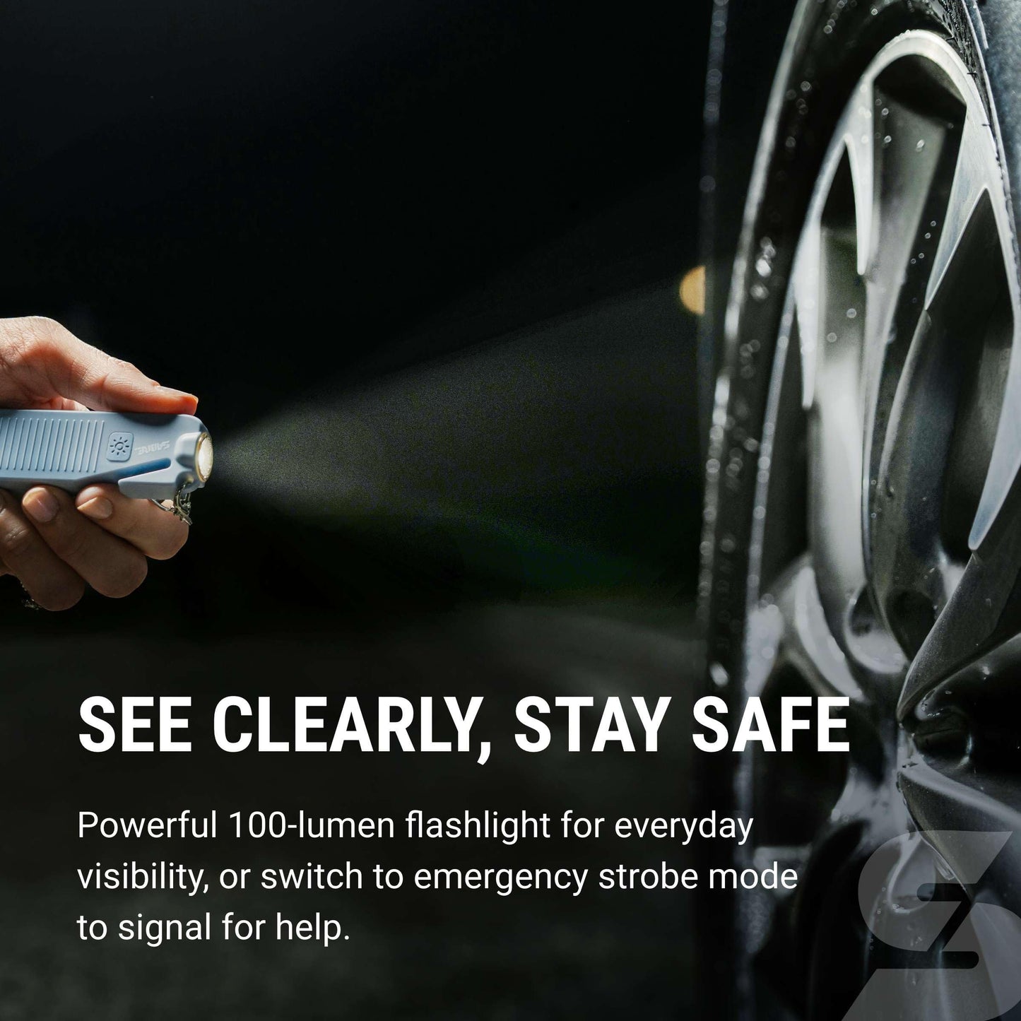 Sabre Safe Escape™ 3-in-1 Car Escape Tool for Car Safety with Spring-Loaded Window Breaker, No Swing Required, Seat Belt Cutter, LED Flashlight, Compact Auto Safety Tool for Emergencies