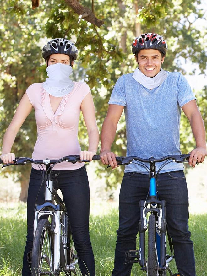Geyoga 8 Pieces Winter Face Mask for Men UV Protection Mask Sunscreen Breathable Windproof Neck Gaiters Scarf Fishing Cycling Running (White)