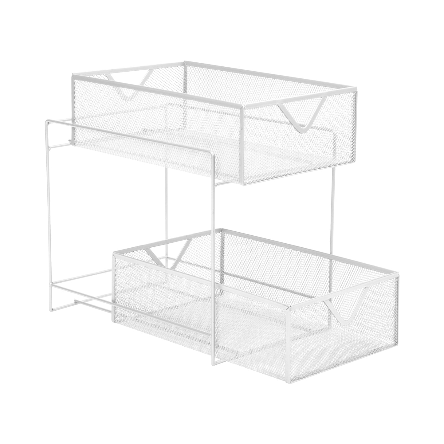 Mind Reader Accessory Organizer, Supply Storage, Makeup, Crafts, Office, Kitchen, Metal Mesh, 8.25"L x 12.5"W x 12.5"H, White
