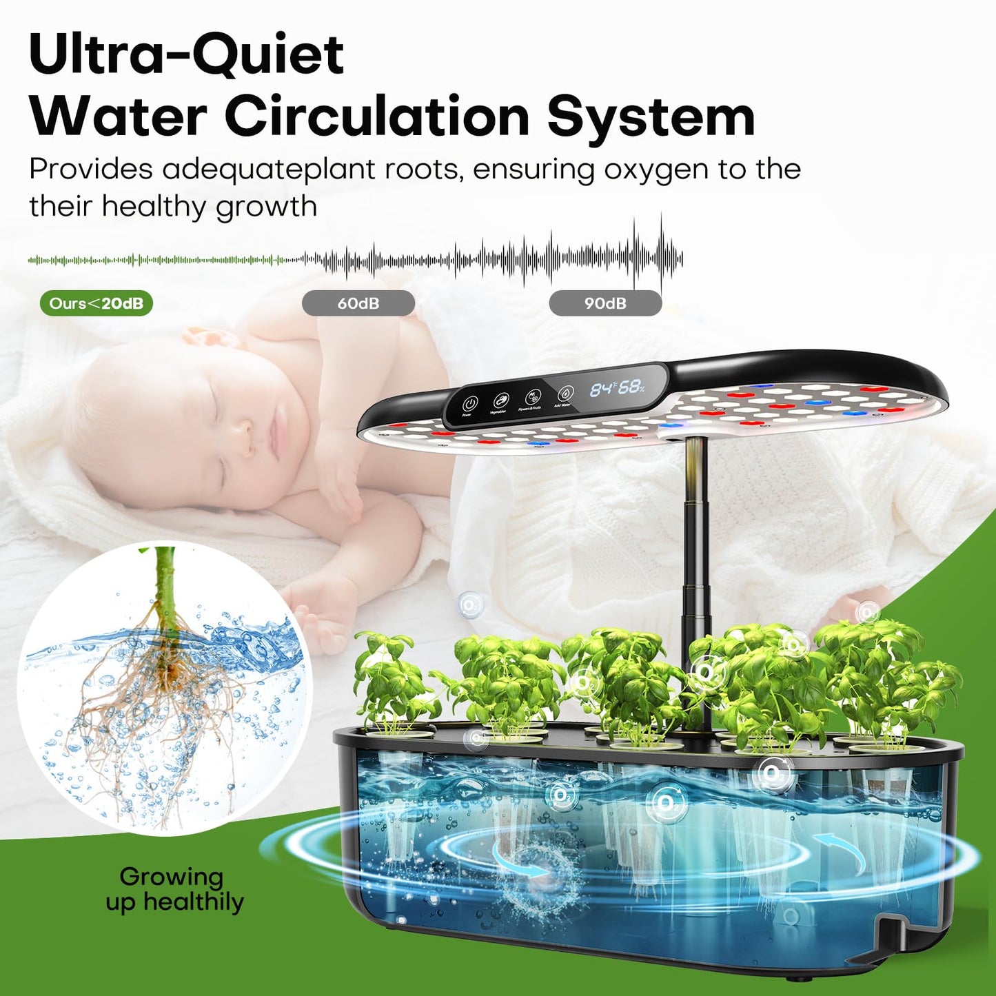 Ahopegarden Hydroponics Growing System kit: 12 Pods Indoor Herb Garden with Smart Environmental Detection - Full Spectrum LED Grow Light for Growing Vegetables，Herbs and Lettuce - Home Gardening