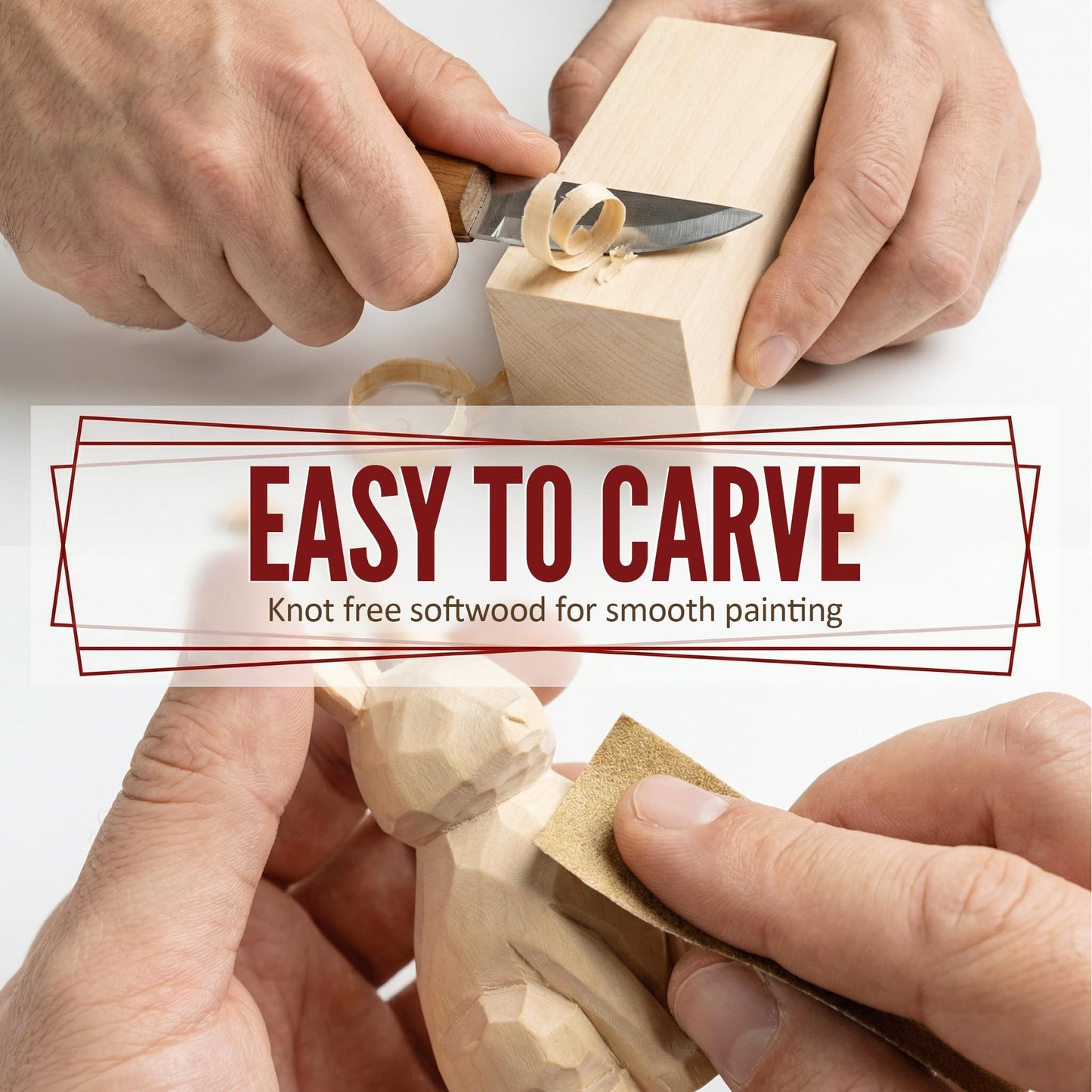 Basswood Carving Blocks 24PCS, Wood Carving Kit for Beginners & Kids, Soft Basswood Whittling Blocks with 3 Sizes (4"x1"x1", 2"x2"x2", 4"x2"x2"), Ideal for Crafts, Sculptures, DIY Projects