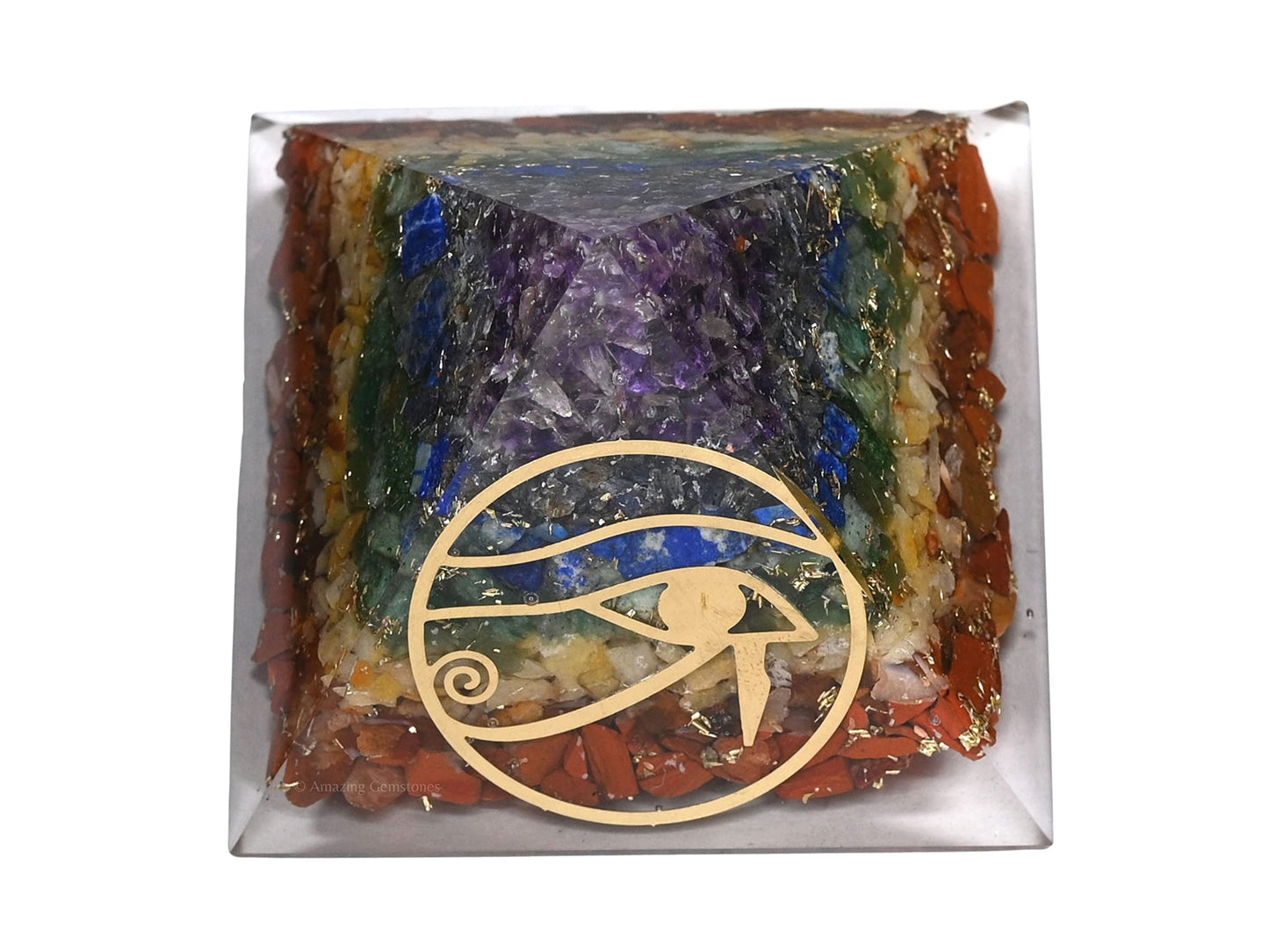 Amazing Gemstone Large Orgone Pyramid | Natural Chakra Pyramid Crystal | Eye of Ra Orgonite Pyramid | Organ Pyramids Positive Energy Healing