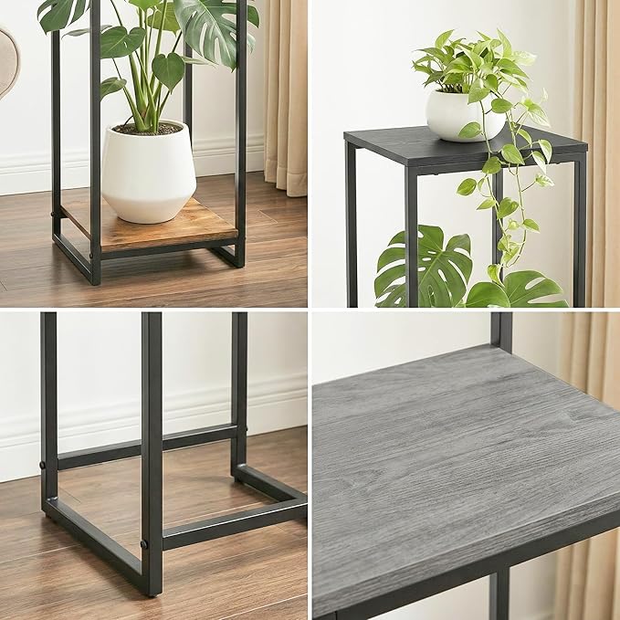 46" Tall Plant Stand Indoor, 3-Tier Modern Plant Shelf, Corner Flower Pot Holder Organizer for Living Room Balcony Patio Garden (Rustic Brown)