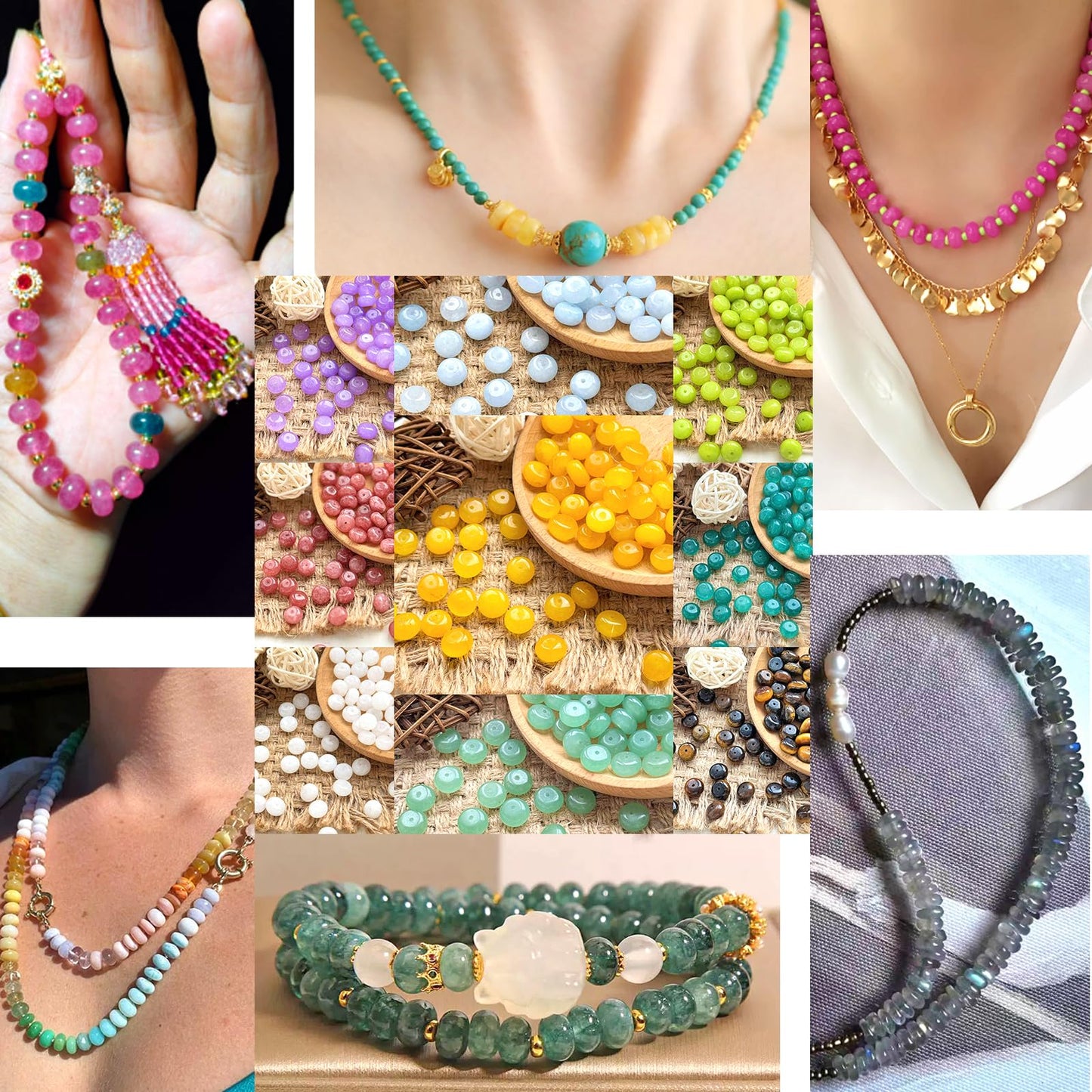 5x8mm 76pcs Lavender Amethyst Rondelle Spacer Loose Beads Abacus Disk Stone Round Loose Gemstone Beads for Jewelry Making DIY Bracelet Necklace