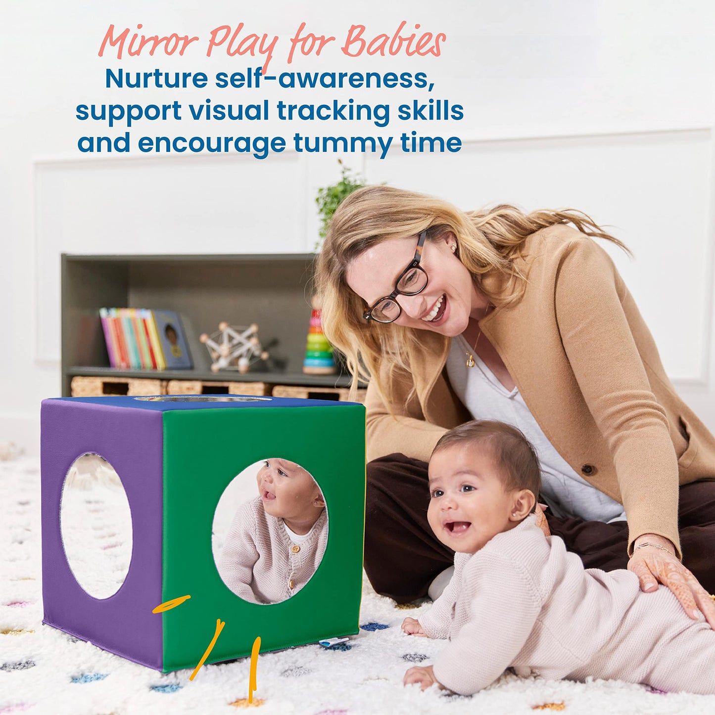 ECR4Kids SoftZone Mirror Activity and Sensory Play Cube, Baby Essentials, Assorted
