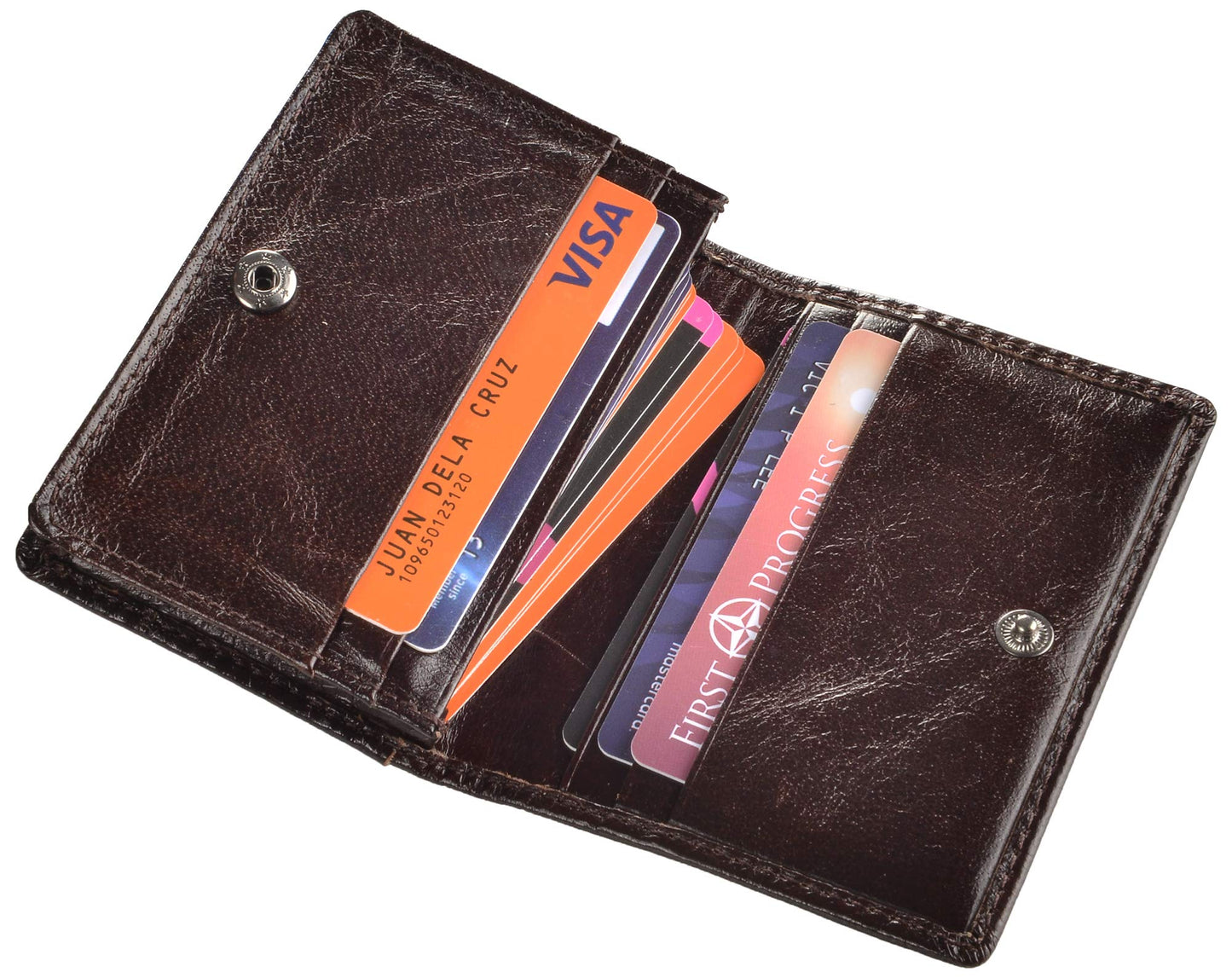 Easyoulife RFID Genuine Leather Bifold ID/Business Credit Card Case Holder for Men Slim Front Pocket Wallet Button(coffee)