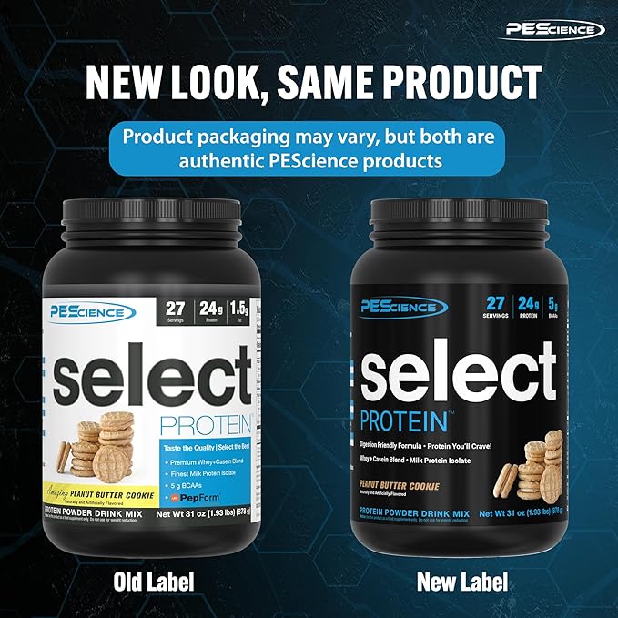 PEScience Select Low Carb Protein Powder, Peanut Butter Cookie, 27 Serving, Whey and Casein Blend, Keto Friendly, Gluten Free, Best Tasting, Clean Isolate for Women and Men
