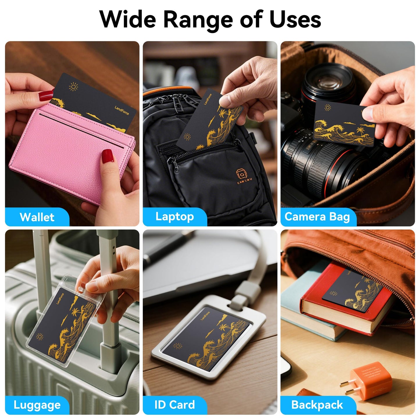 LandForce Ultra-Thin Wallet Tracker Card 0.07in IP68 Waterproof Bluetooth Tracker Smart Finder for Passport, Wireless Charging, Card Locator, iOS Only, Compatible with iPhone/iPad/Mac