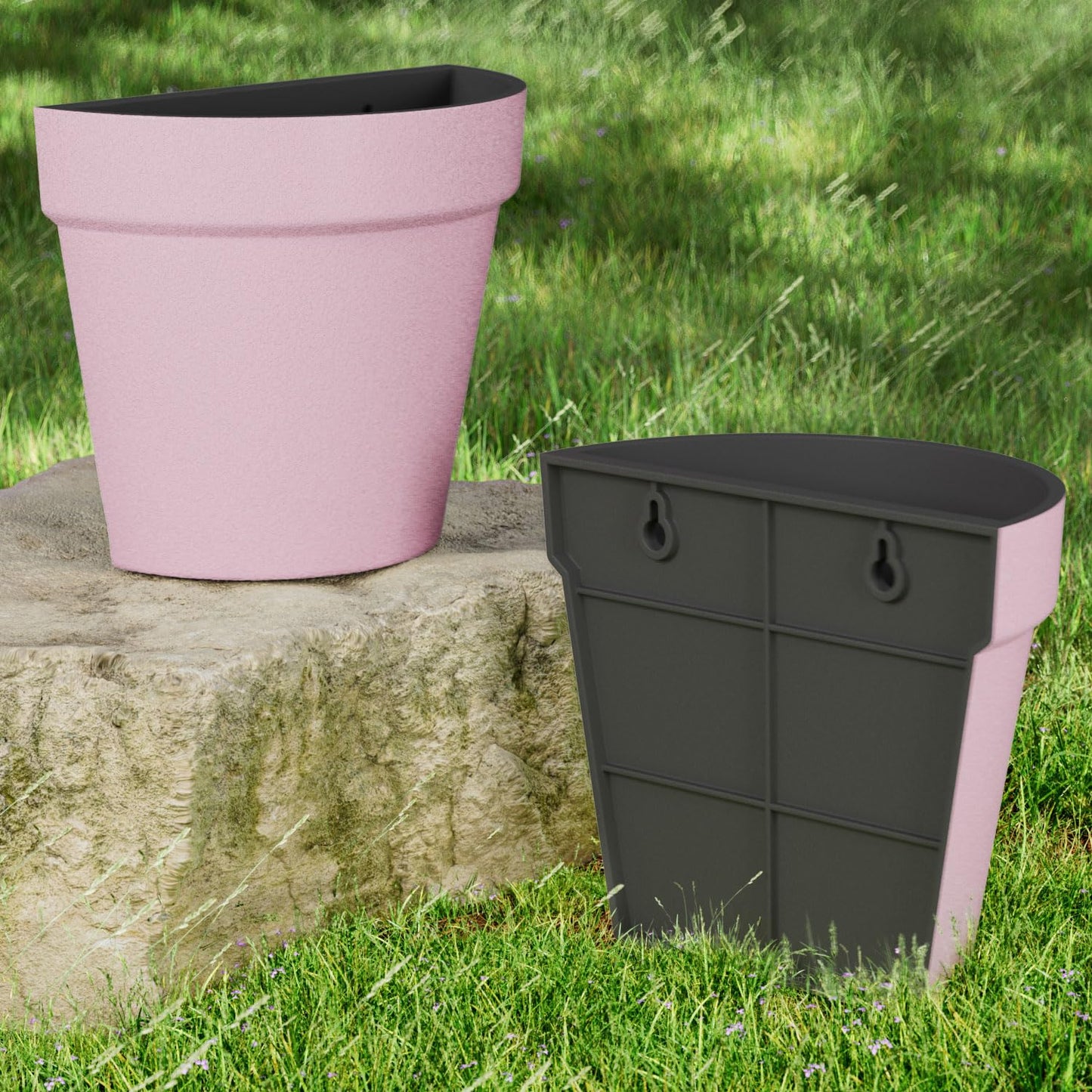 Asnext 2 Pack Plastic Wall Planter for Indoor Plants, 7.5 Inch Hanging Wall Planter Pots, Wall Mounted Succulent Planters (Pink)