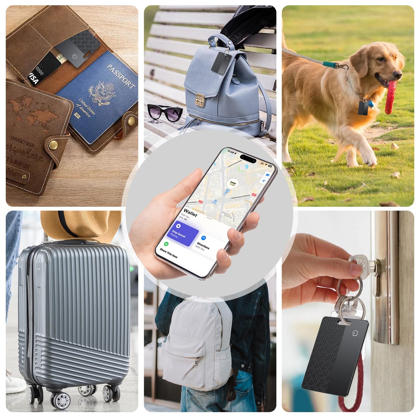 Ultra-Thin Wallet Tracker Card(iOS Only), Bluetooth Tracker Smart Card for Apple Find My iPhone Wallet GPS Tracker, Supports Wireless Charging, 10 Years Battery for Luggage, Wallets, Backpacks, Keys