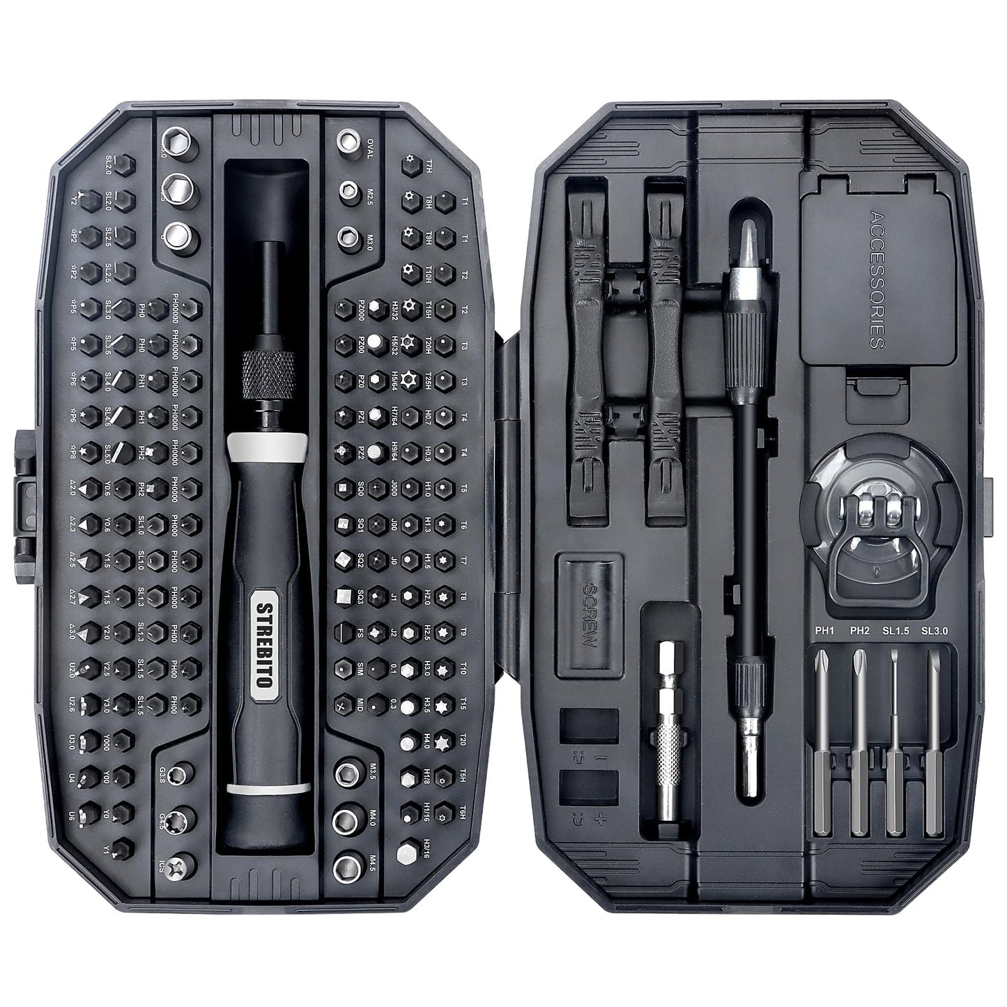 STREBITO Precision Screwdriver Set, 153 in 1 Electronics Tool Kit with Case, 140 PCS Magnetic Precision Bits - Computer, Laptop, iPhone, Macbook, PC, Game Controller, RC, Electronics, Phone Repair Kit