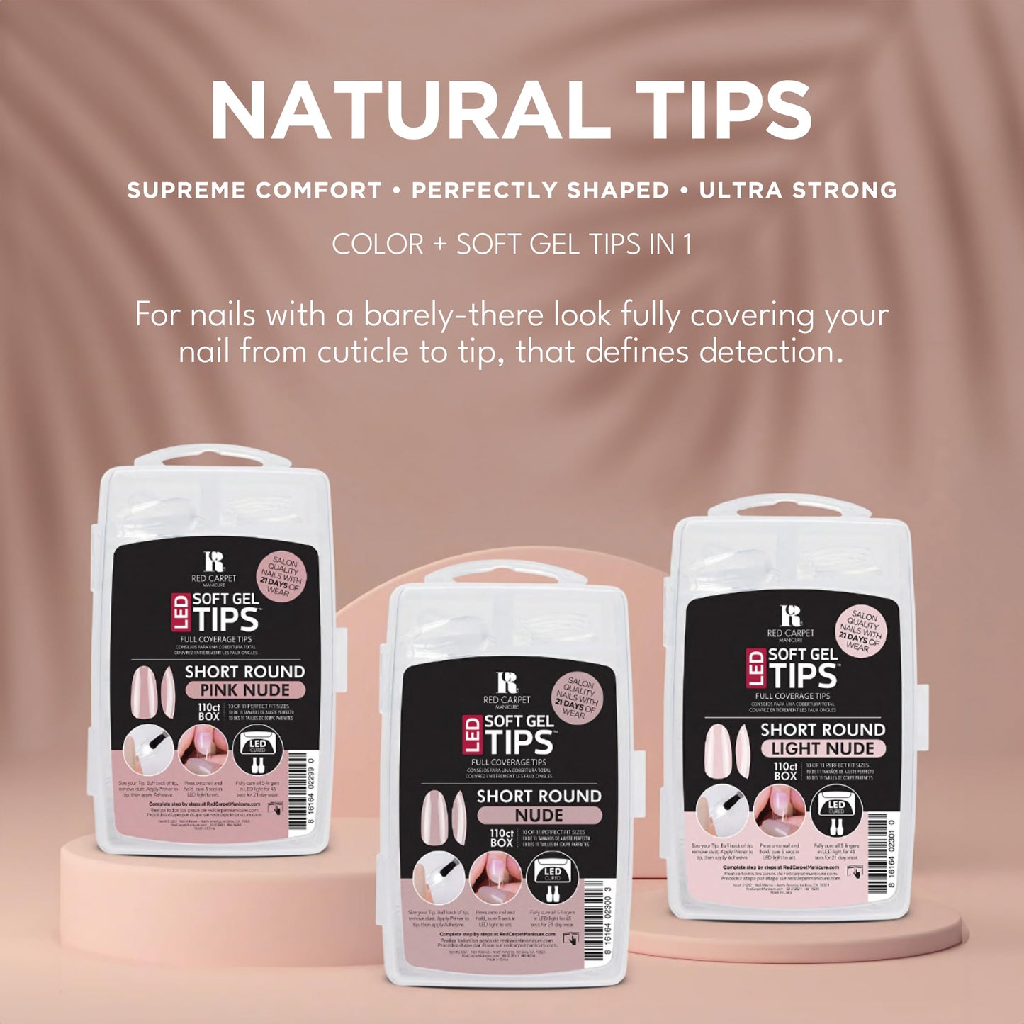 RC Red Carpet Manicure Soft Gel Nude Tips – Professional Quality Press on Nails Extension for Strong, Long-Lasting Manicures, Easy Application, Natural Look, Pre-shaped False Nail (Light Nude, 110ct)