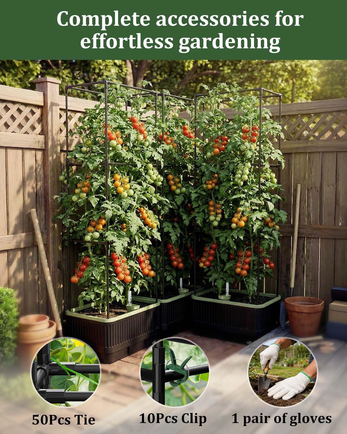 MQJIAZHI Self Watering Tomato Planter with Trellis, Rectangular Tomato Cages Trellis for Raised Garden Bed, Tomato Planters Box for Garden Pots Patio Indoor Outdoor (Rectangular, 2PC)