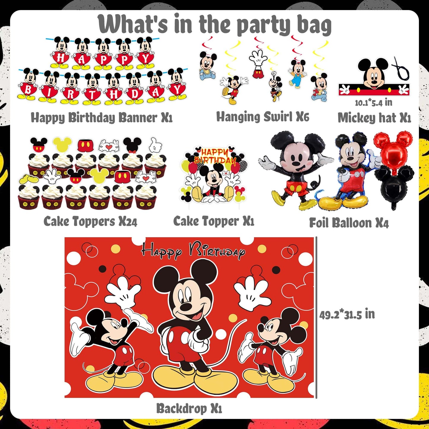 Red Themed Birthday Party Decorations Kit, Includes Happy Birthday Banner,Foil Balloons,Tablecloth,Backdrop,Plates,Napkins, Adult Themed Party Supplies