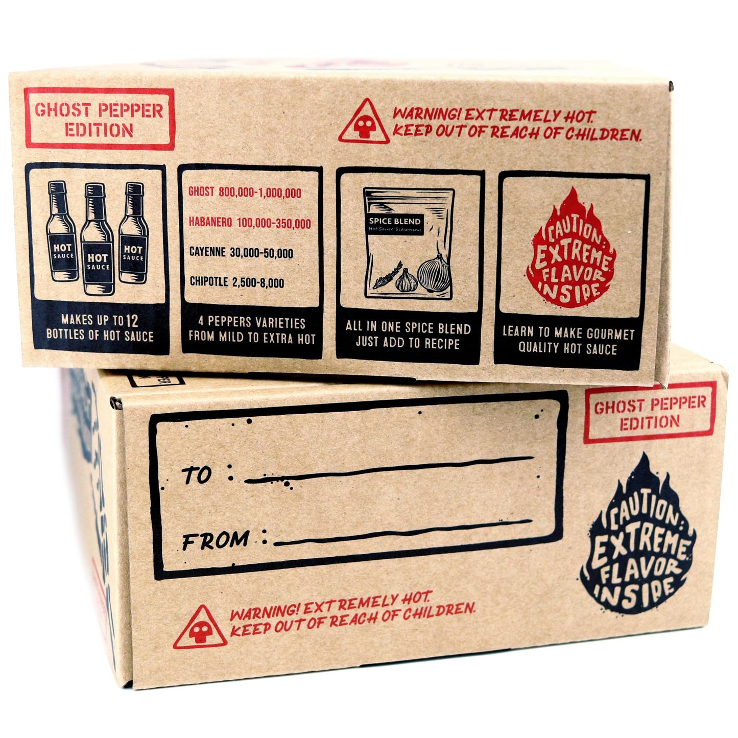 Deluxe Hot Sauce Making Kit, Ghost Pepper Edition, Gourmet Spice Blend, 3 Bottles, Fun Labels, Make your own, DIY, for Dad, Grandpa, Papa, Secret Santa. (Deluxe Ghost Pepper Kit)
