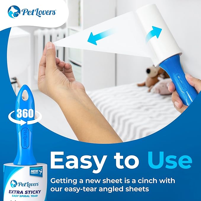 PetLovers Extra Sticky Lint Roller Mega Value Set 600 Sheets for Pet Hair Removal, Dog and Cat Lint Remover 6 Pack