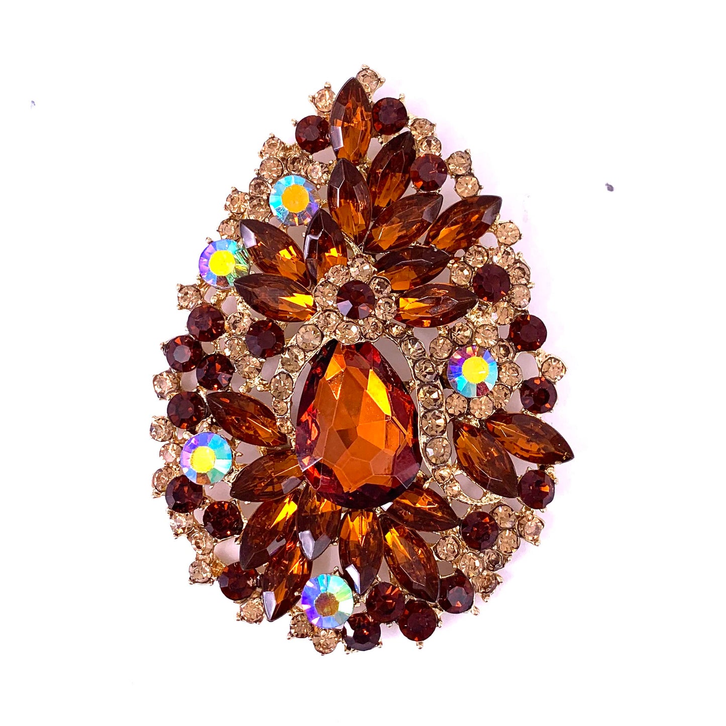 SELOVO Huge Big Large Flower Statement Brooches and Pins Scarf Decoration Gold Tone (Brown)