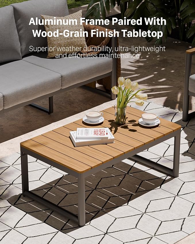 ZANDOR Aluminum Outdoor Patio Furniture Set,4-Piece Sectional Sofa with Coffee Table,Washable Thick Cushions,Modern Patio Conversation Set for Backyard,Garden,Porch,Balcony,Deck,Gray