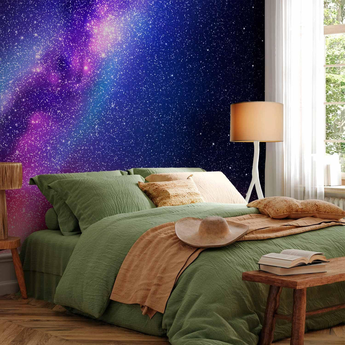 artgeist Wall Mural Galaxy 157x110 in - XXL Non-Woven Wallpaper Fleece Wall Decor Photo Print Picture Image Abstract Space Sky Star Cloud Violet f-C-0487-a-a